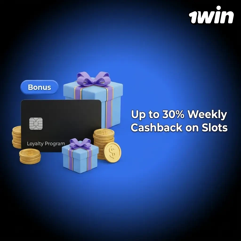 Weekly cashback up to 30% on slots at 1win based on total wager volume, tiered from 1% to 30%